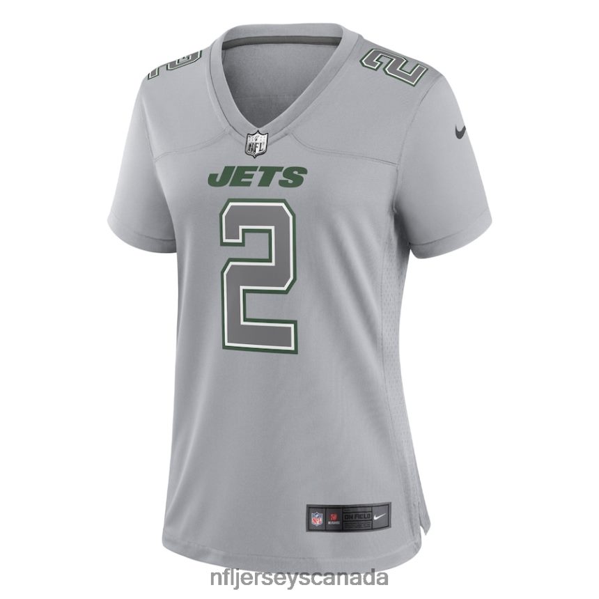 Women New York Jets Zach Wilson Nike Gray Atmosphere Fashion Game Jersey Clothing NFL TBXFR64958