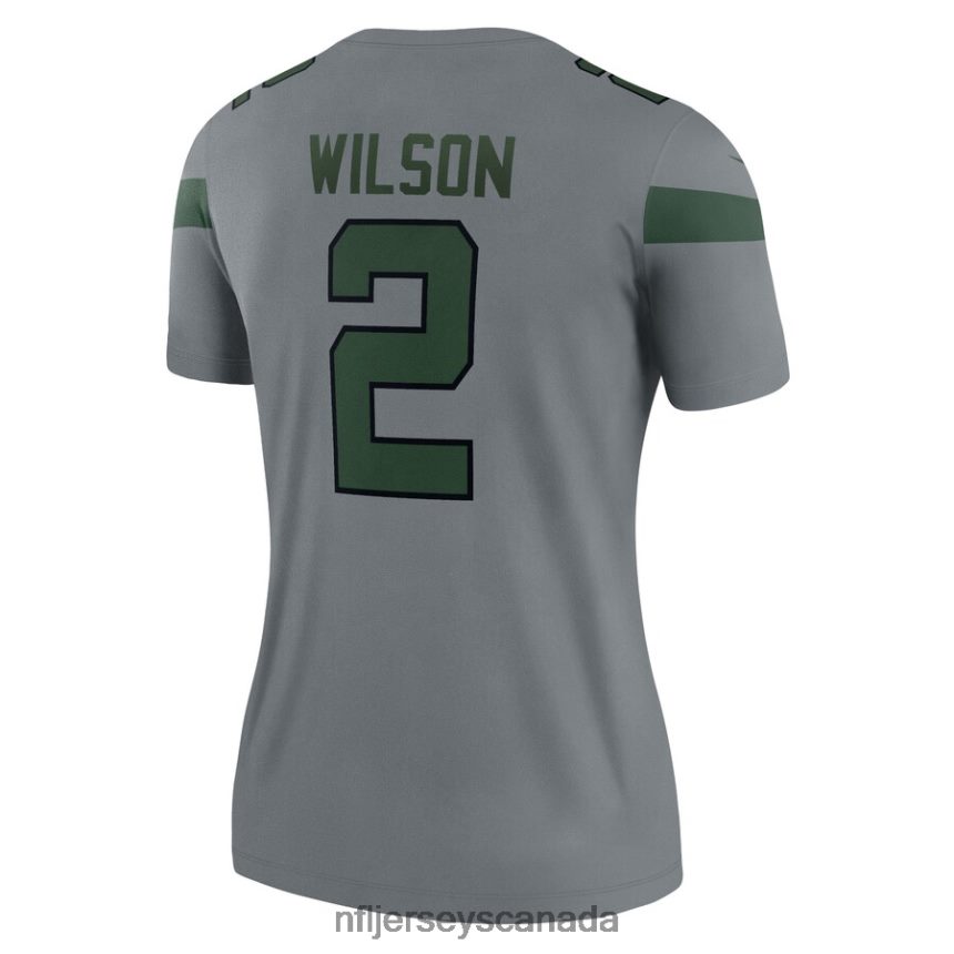 Women New York Jets Zach Wilson Nike Gray Inverted Legend Jersey Clothing NFL TBXFR63774