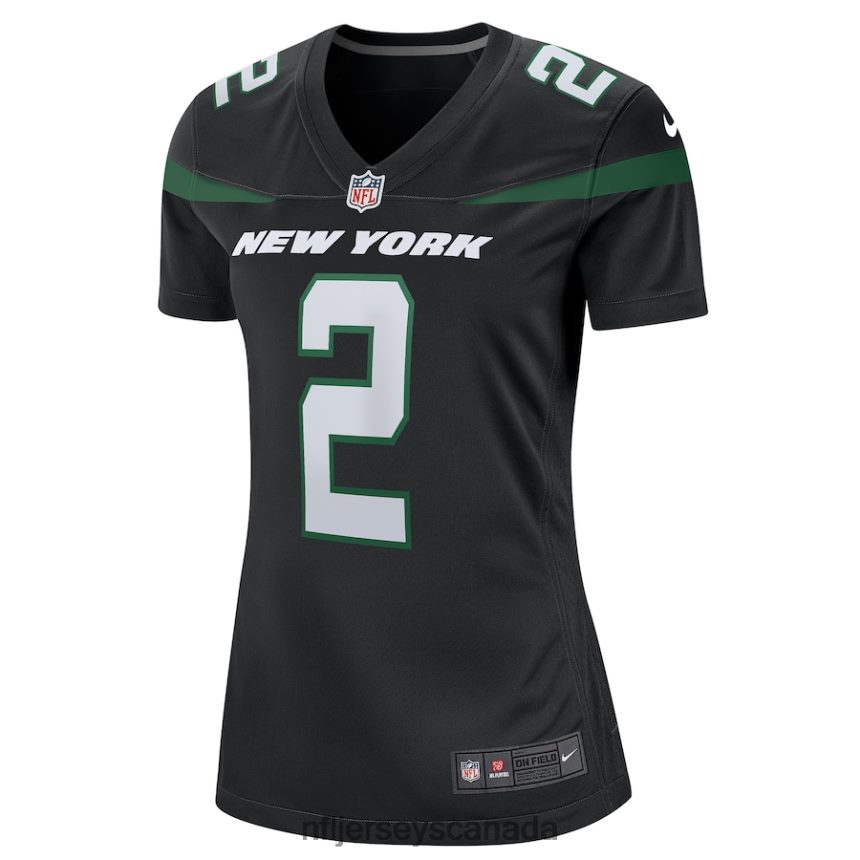 Women New York Jets Zach Wilson Nike Stealth Black Game Jersey Clothing NFL TBXFR65010