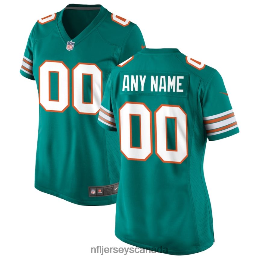 Women Nike Aqua Miami Dolphins Alternate Custom Game Jersey Clothing NFL TBXFR61726