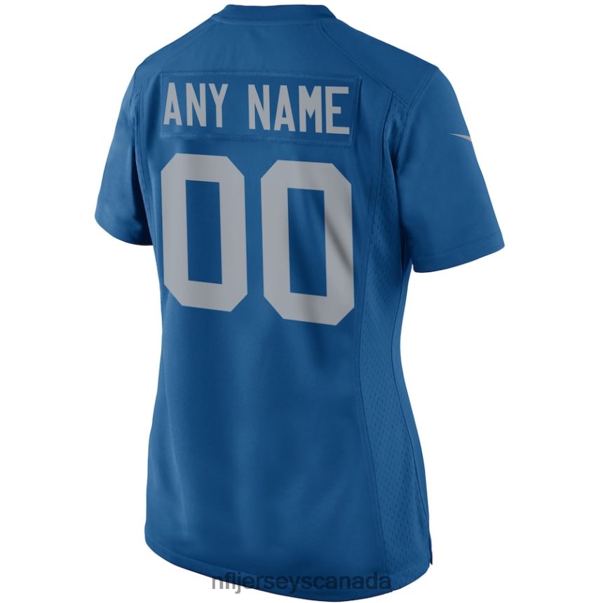 Women Nike Blue Detroit Lions Throwback Custom Game Jersey Clothing NFL TBXFR63987