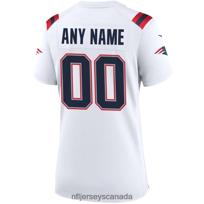 Women Nike New England Patriots White Custom Game Jersey Clothing NFL TBXFR62399