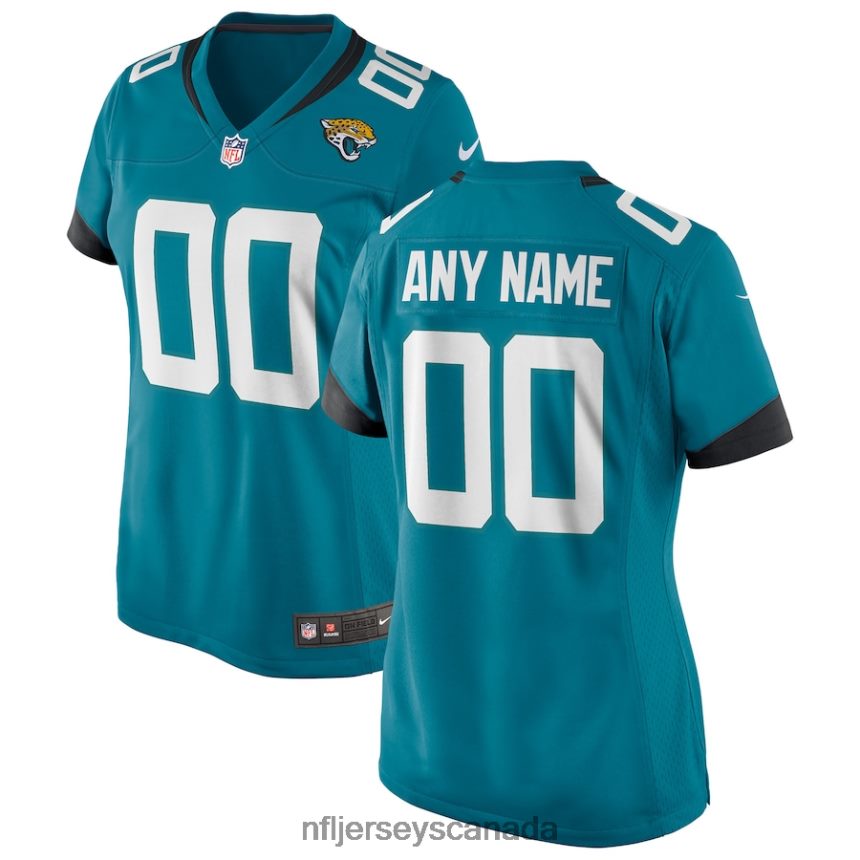 Women Nike Teal Jacksonville Jaguars Alternate Custom Jersey Clothing NFL TBXFR61406