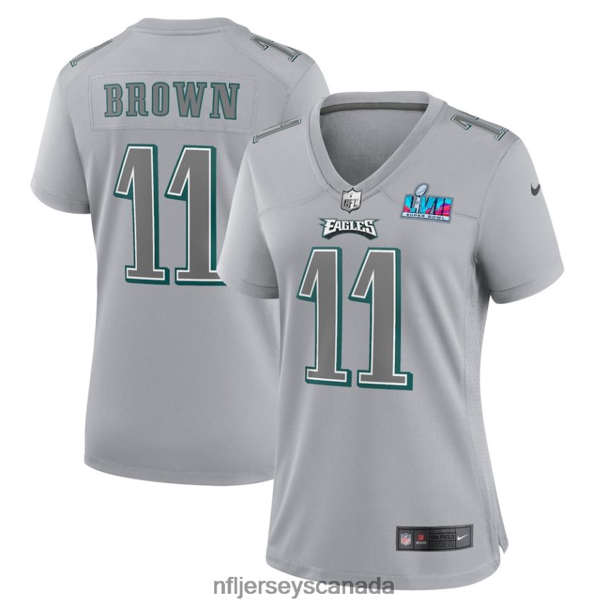 Women Philadelphia Eagles AJ Brown Nike Gray Super Bowl LVII Patch Atmosphere Fashion Game Jersey Clothing NFL TBXFR61024