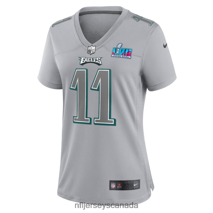 Women Philadelphia Eagles AJ Brown Nike Gray Super Bowl LVII Patch Atmosphere Fashion Game Jersey Clothing NFL TBXFR61024