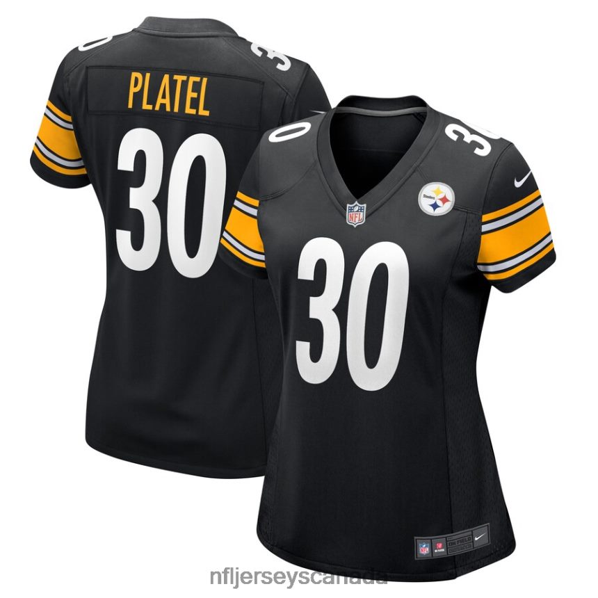Women Pittsburgh Steelers Carlins Platel Nike Black Game Player Jersey Clothing NFL TBXFR66166