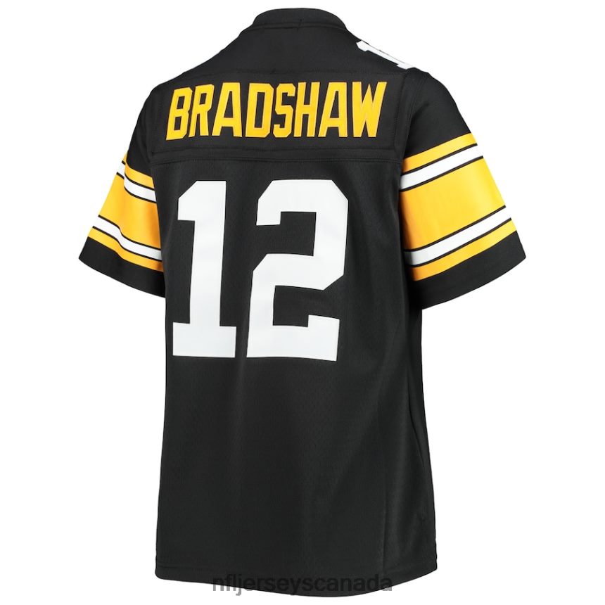 Women Pittsburgh Steelers Terry Bradshaw Mitchell  Ness Black Legacy Replica Player Jersey Clothing NFL TBXFR62110