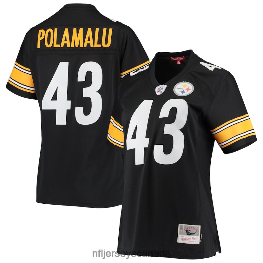 Women Pittsburgh Steelers Troy Polamalu Mitchell  Ness Black Legacy Replica Team Jersey Clothing NFL TBXFR62381