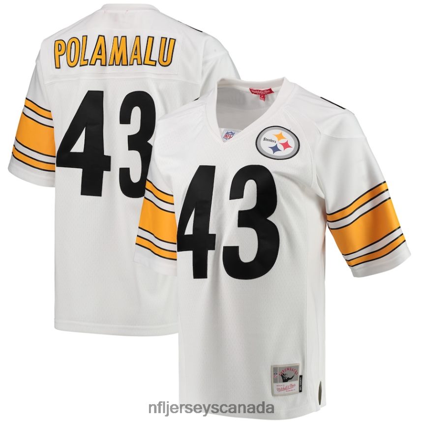 Women Pittsburgh Steelers Troy Polamalu Mitchell  Ness White 2005 Legacy Replica Team Jersey Clothing NFL TBXFR61483