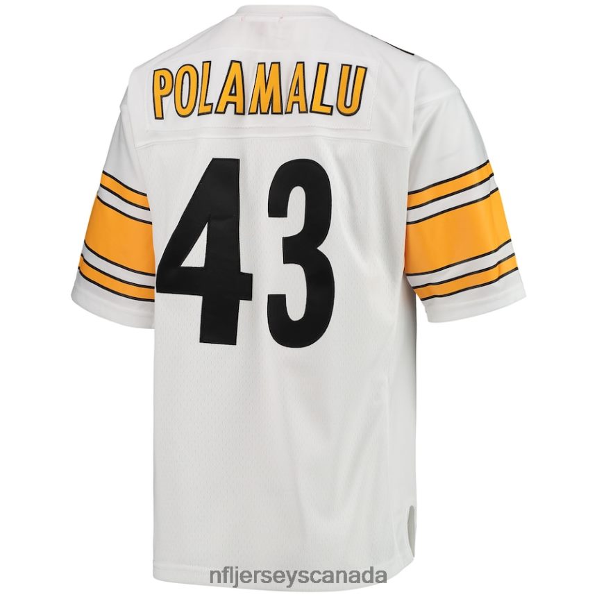 Women Pittsburgh Steelers Troy Polamalu Mitchell  Ness White 2005 Legacy Replica Team Jersey Clothing NFL TBXFR61483