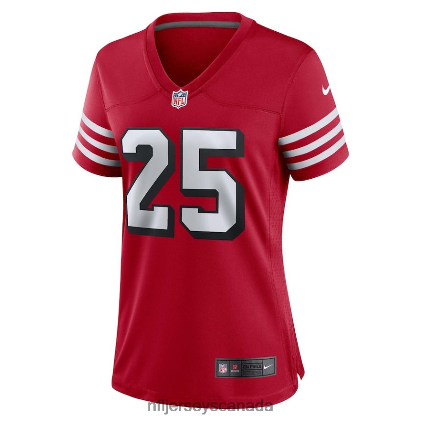 Women San Francisco 49ers Elijah Mitchell Nike Scarlet Alternate Game Jersey Clothing NFL TBXFR63992
