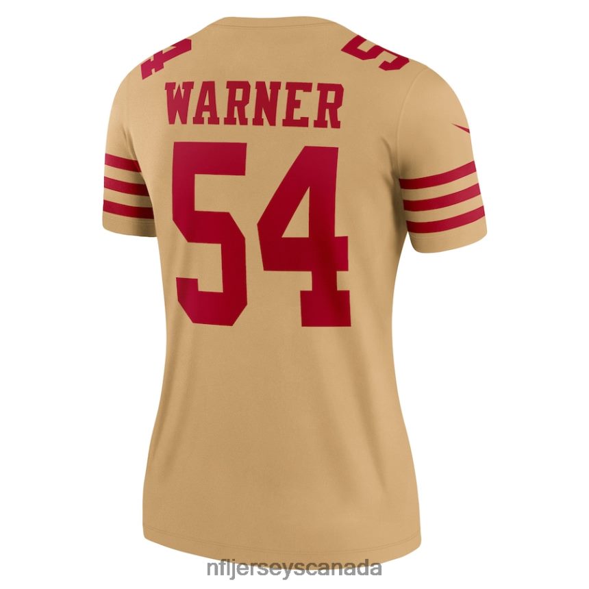 Women San Francisco 49ers Fred Warner Nike Gold Inverted Legend Jersey Clothing NFL TBXFR61890