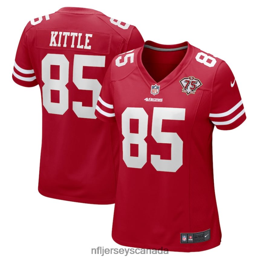 Women San Francisco 49ers George Kittle Nike Scarlet 75th Anniversary Game Player Jersey Clothing NFL TBXFR61627