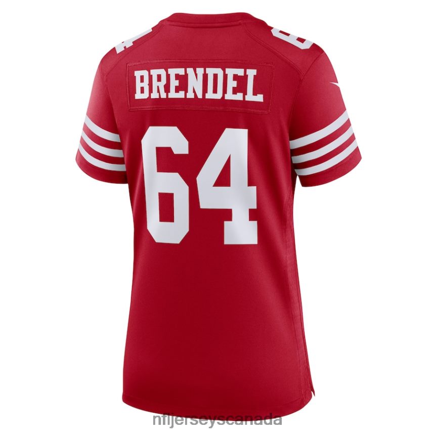 Women San Francisco 49ers Jake Brendel Nike Scarlet Game Player Jersey Clothing NFL TBXFR65937