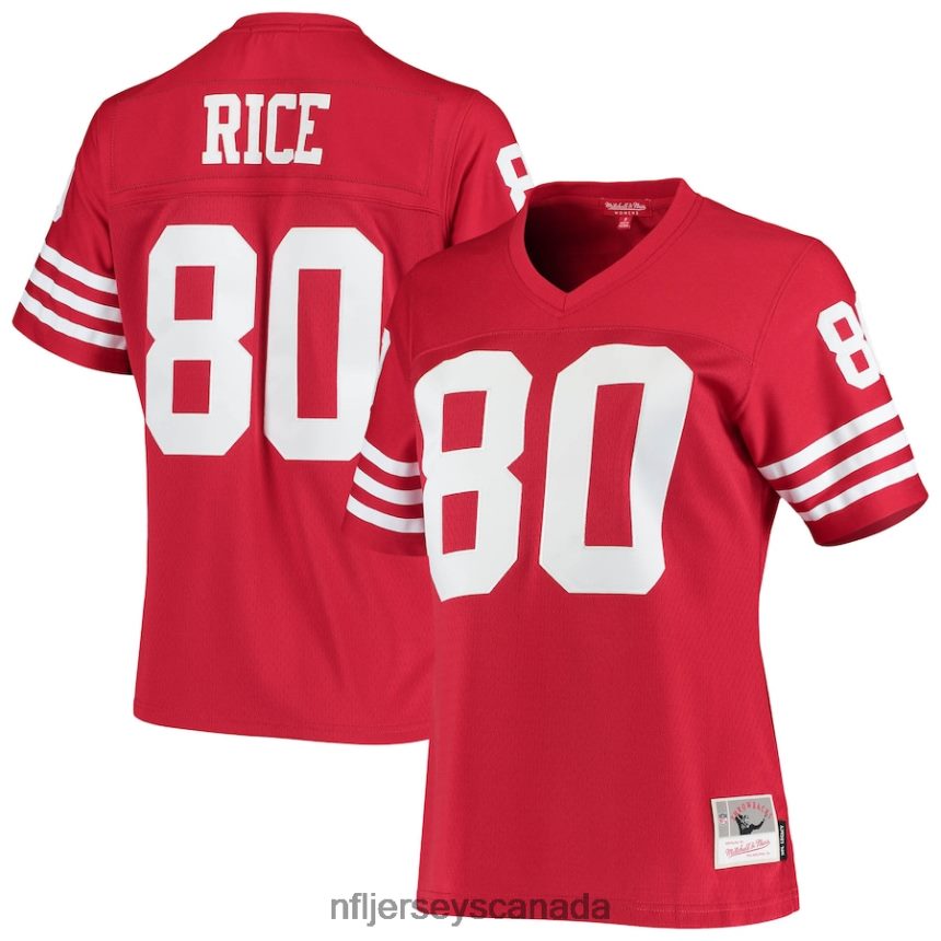 Women San Francisco 49ers Jerry Rice Mitchell  Ness Scarlet 1990 Legacy Replica Jersey Clothing NFL TBXFR64890