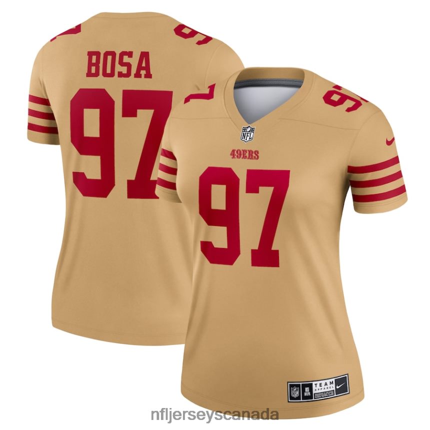 Women San Francisco 49ers Nick Bosa Nike Gold Team Inverted Legend Jersey Clothing NFL TBXFR64038