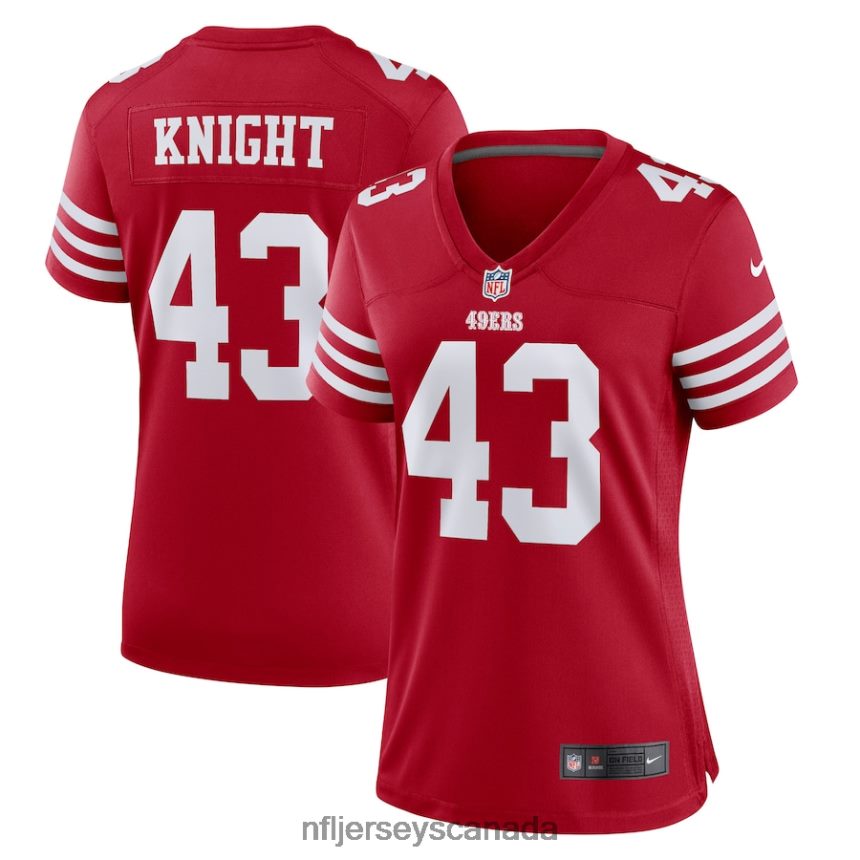 Women San Francisco 49ers Qwuantrezz Knight Nike Scarlet Game Player Jersey Clothing NFL TBXFR66571
