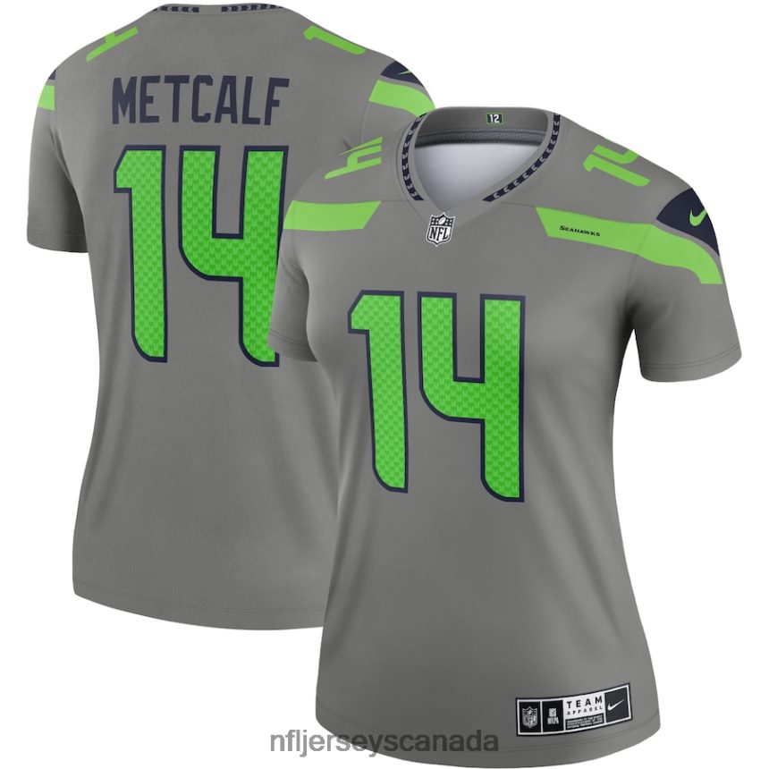 Women Seattle Seahawks DK Metcalf Nike Gray Inverted Legend Jersey Clothing NFL TBXFR62891