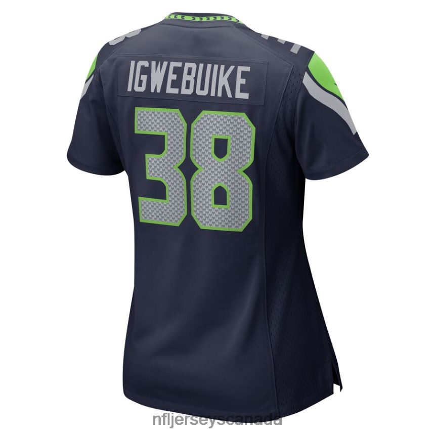 Women Seattle Seahawks Godwin Igwebuike Nike College Navy Home Game Player Jersey Clothing NFL TBXFR66955