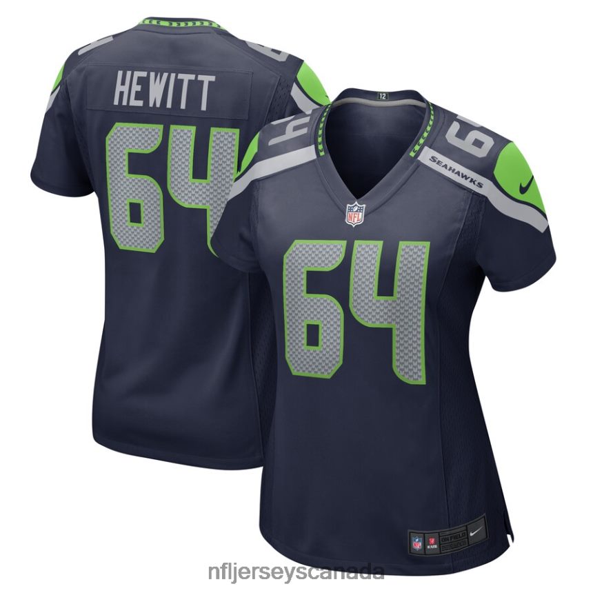 Women Seattle Seahawks Jarrod Hewitt Nike College Navy Home Game Player Jersey Clothing NFL TBXFR66338