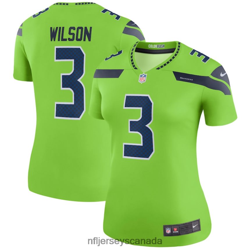 Women Seattle Seahawks Russell Wilson Nike Neon Green Color Rush Legend Jersey Clothing NFL TBXFR62764