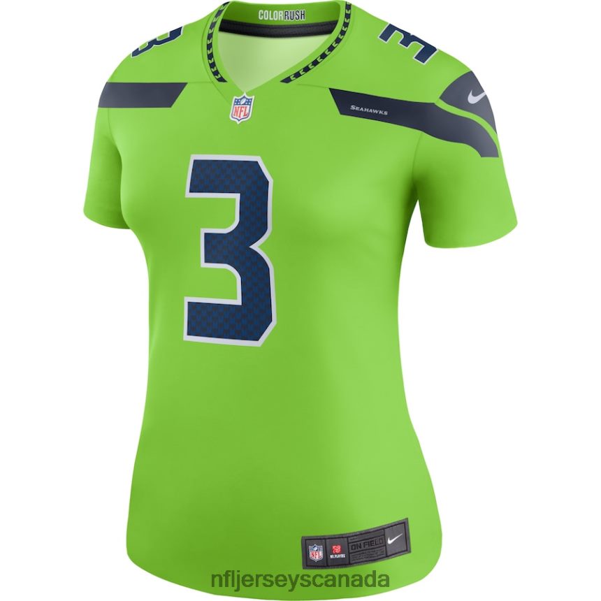 Women Seattle Seahawks Russell Wilson Nike Neon Green Color Rush Legend Jersey Clothing NFL TBXFR62764