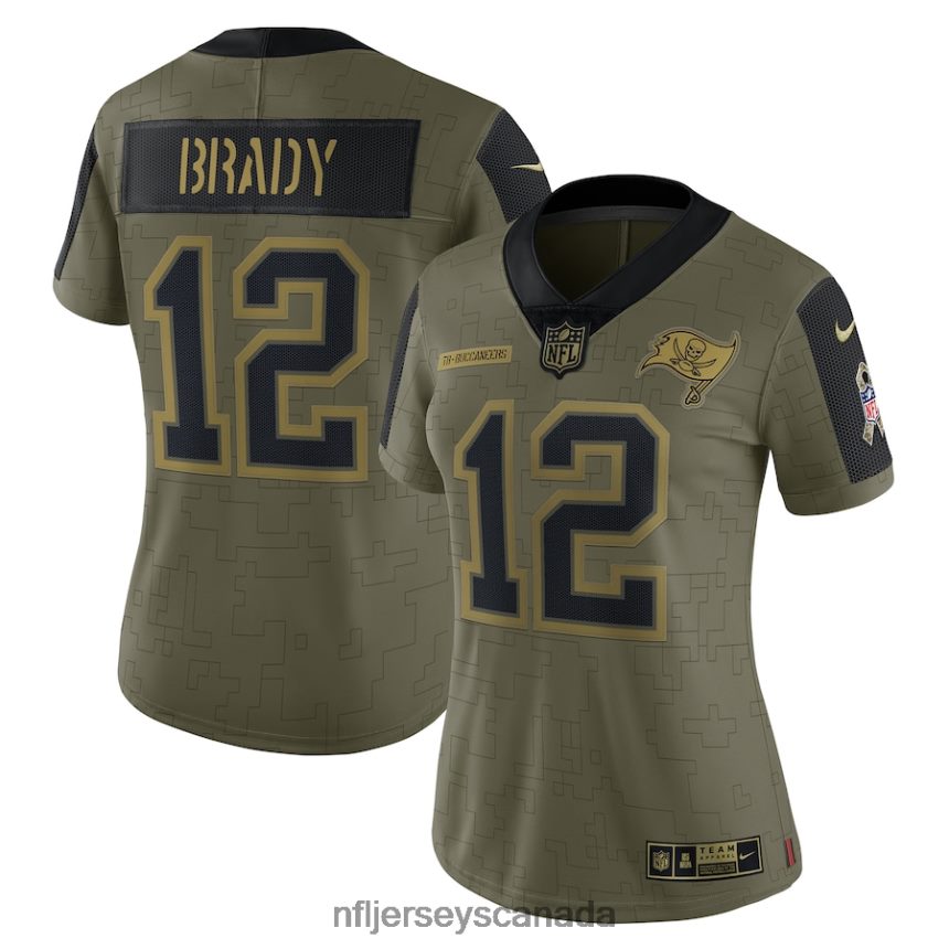 Women Tampa Bay Buccaneers Tom Brady Nike Olive 2021 Salute To Service Limited Player Jersey Clothing NFL TBXFR66505