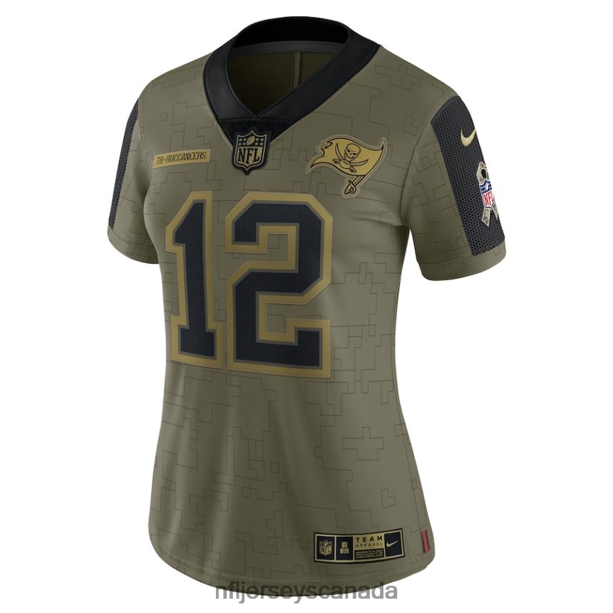 Women Tampa Bay Buccaneers Tom Brady Nike Olive 2021 Salute To Service Limited Player Jersey Clothing NFL TBXFR66505