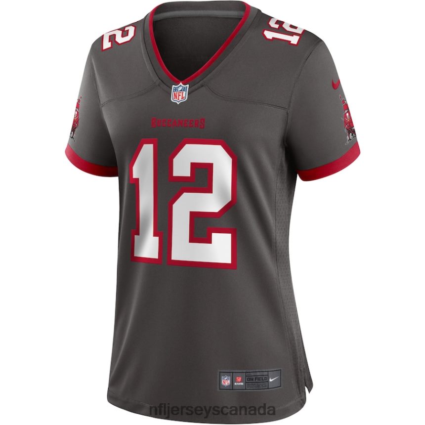 Women Tampa Bay Buccaneers Tom Brady Nike Pewter Alternate Game Jersey Clothing NFL TBXFR61757