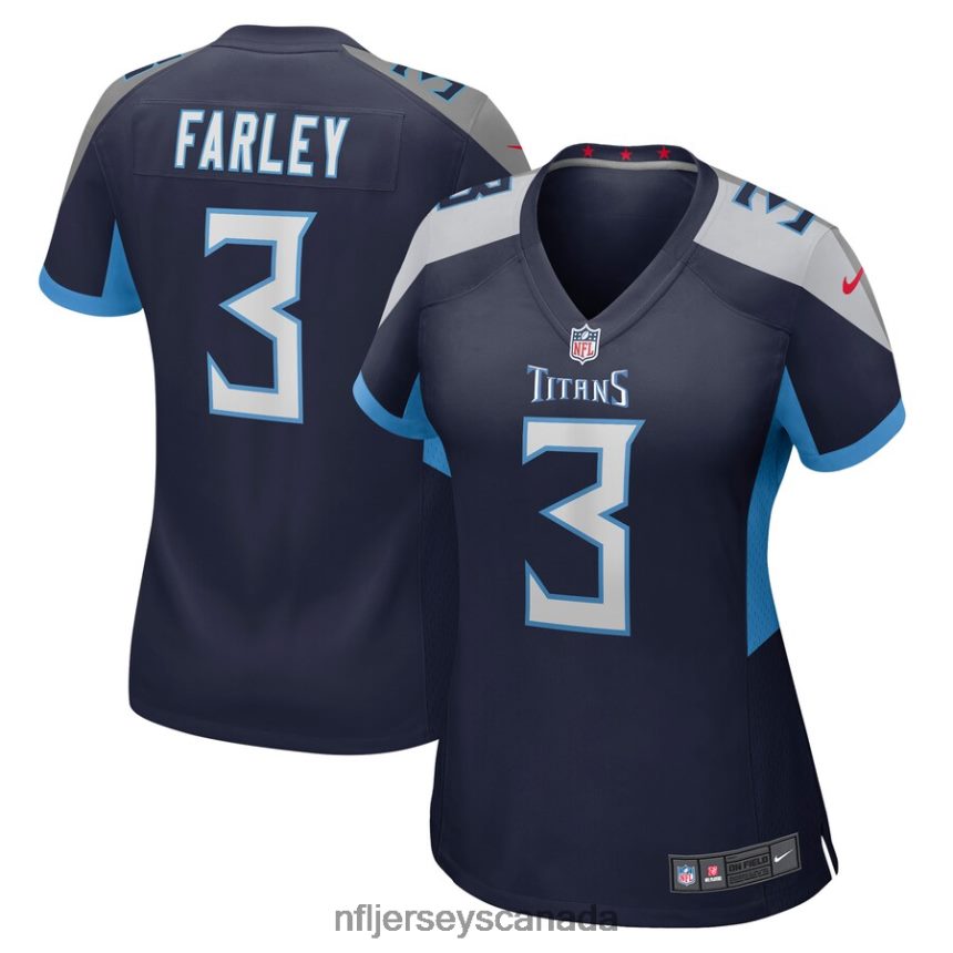 Women Tennessee Titans Caleb Farley Nike Navy Game Jersey Clothing NFL TBXFR65910