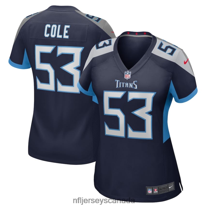 Women Tennessee Titans Dylan Cole Nike Navy Game Player Jersey Clothing NFL TBXFR64636