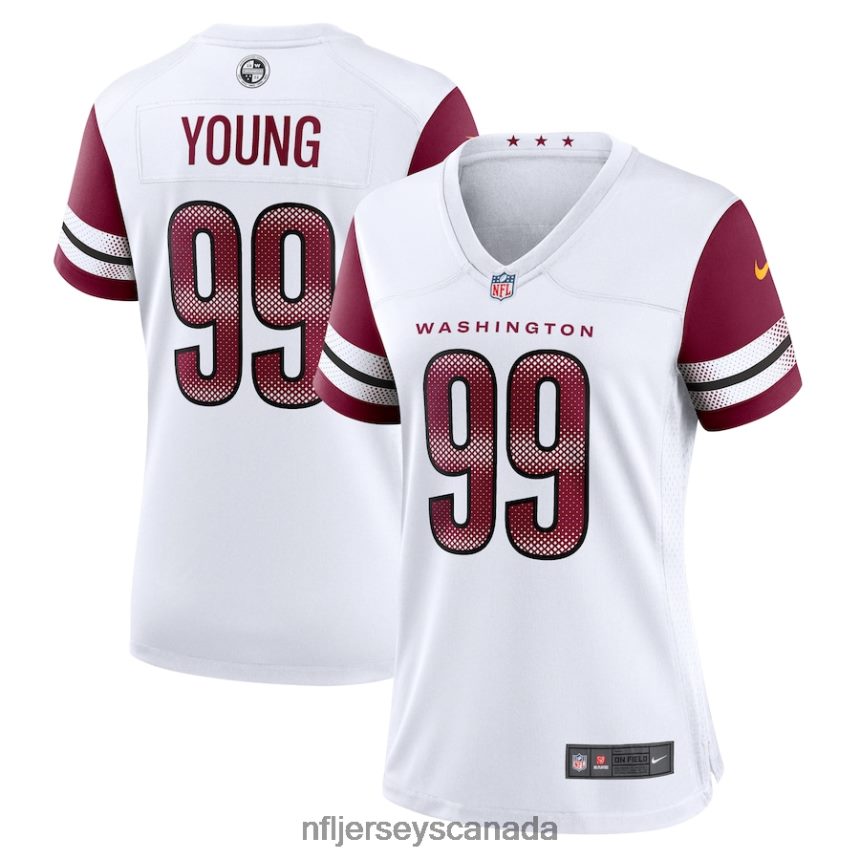 Women Washington Commanders Chase Young Nike White Game Jersey Clothing NFL TBXFR64708