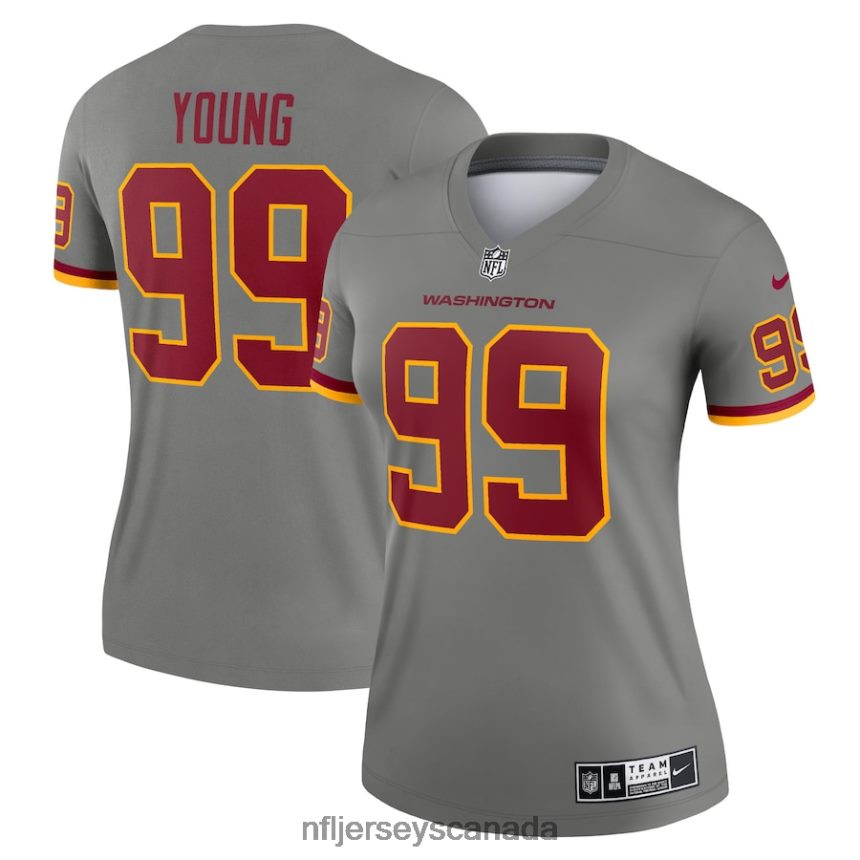 Women Washington Football Team Chase Young Nike Gray Inverted Legend Jersey Clothing NFL TBXFR63176