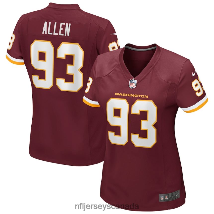Women Washington Football Team Jonathan Allen Nike Burgundy Game Player Jersey Clothing NFL TBXFR65839