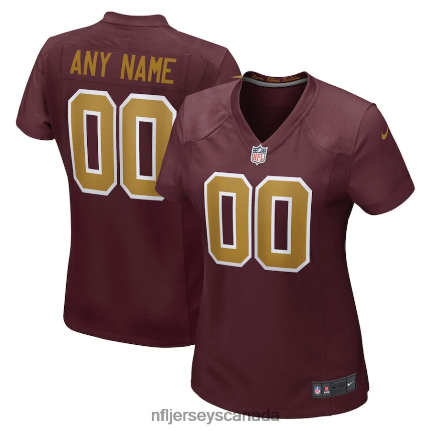 Women Washington Football Team Nike Burgundy Alternate Custom Jersey Clothing NFL TBXFR64556