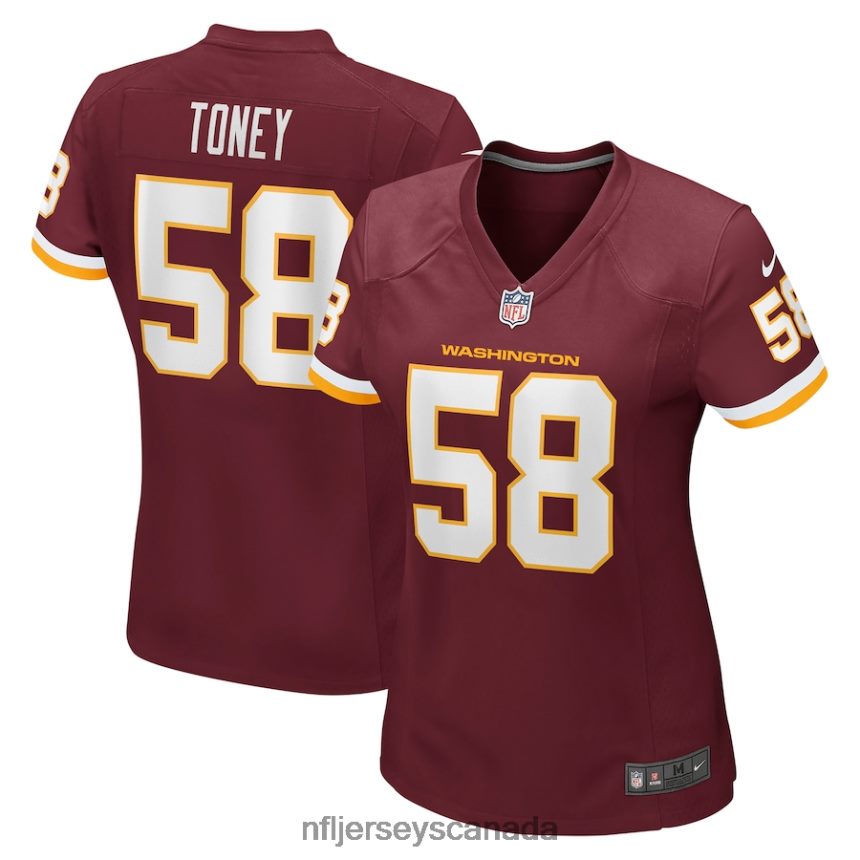 Women Washington Football Team Shaka Toney Nike Burgundy Game Jersey Clothing NFL TBXFR65858