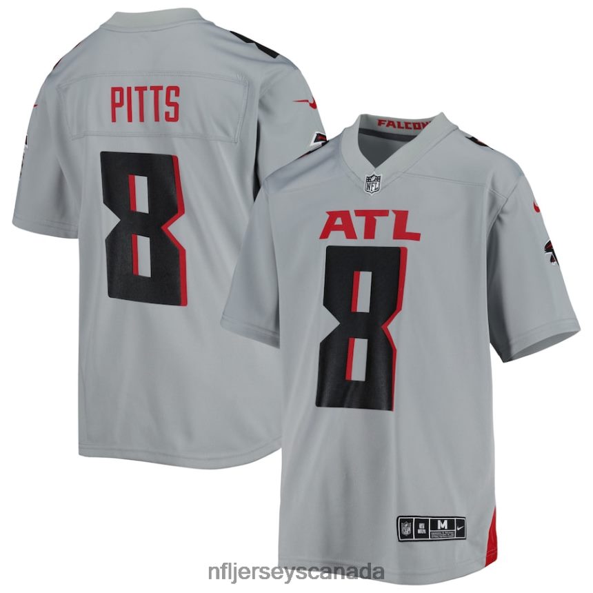 Youth Atlanta Falcons Kyle Pitts Nike Gray Inverted Game Jersey Clothing NFL TBXFR63443