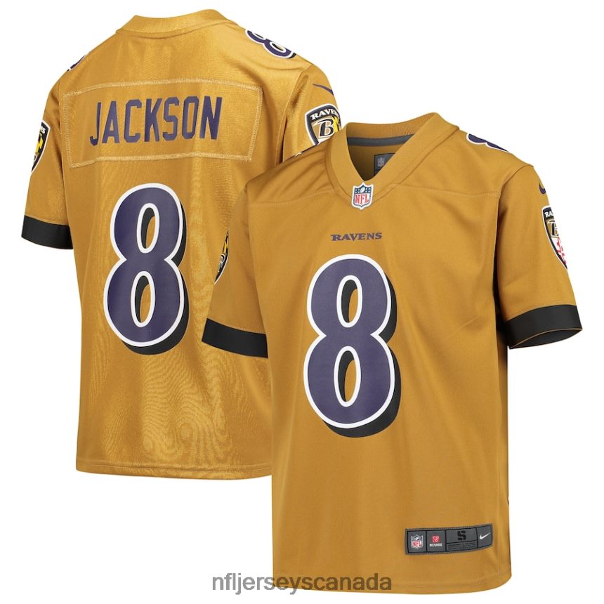 Youth Baltimore Ravens Lamar Jackson Nike Gold Inverted Game Jersey Clothing NFL TBXFR62958