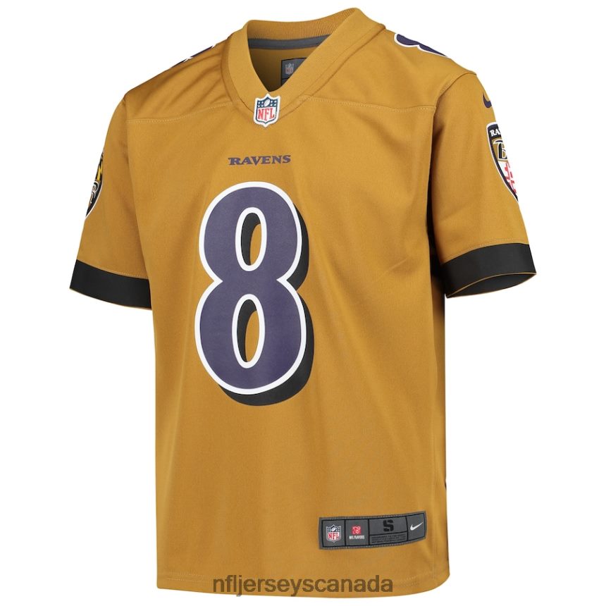 Youth Baltimore Ravens Lamar Jackson Nike Gold Inverted Game Jersey Clothing NFL TBXFR62958