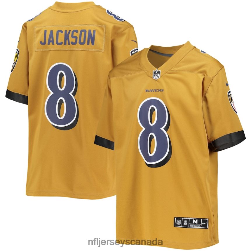 Youth Baltimore Ravens Lamar Jackson Nike Gold Inverted Team Game Jersey Clothing NFL TBXFR62643