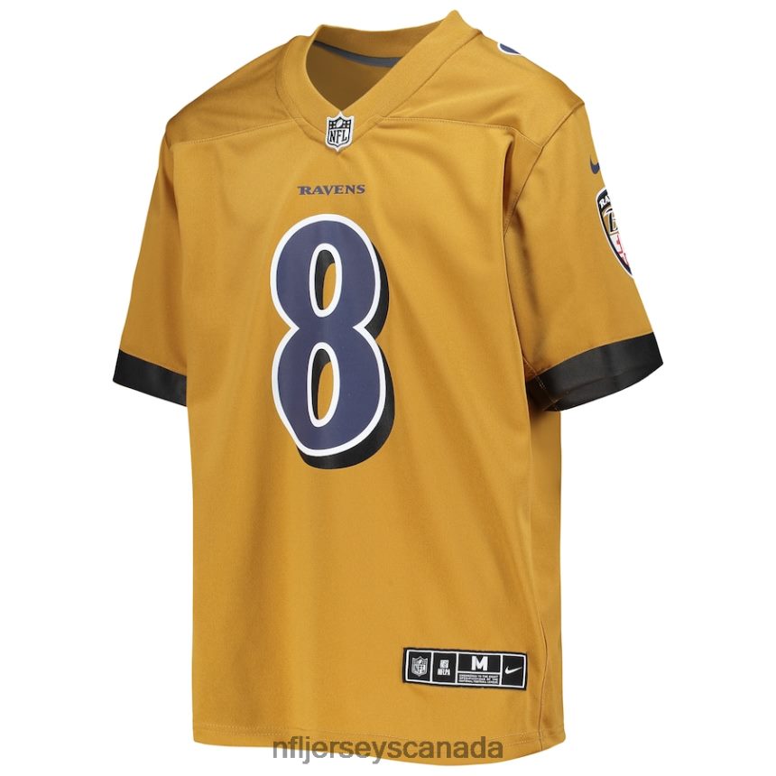 Youth Baltimore Ravens Lamar Jackson Nike Gold Inverted Team Game Jersey Clothing NFL TBXFR62643