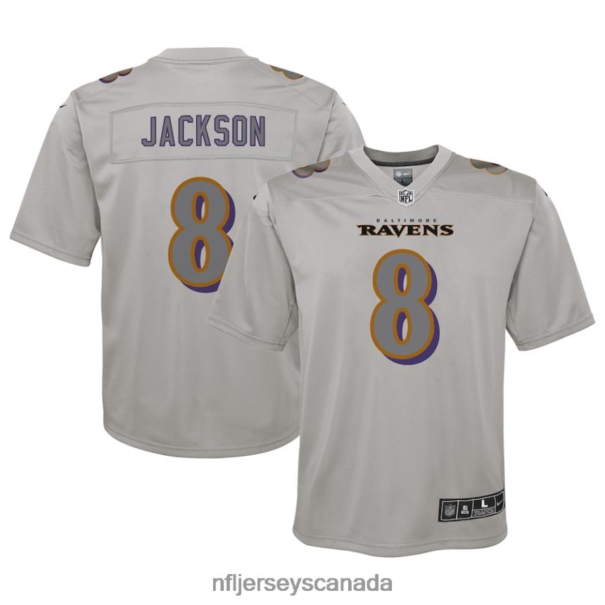 Youth Baltimore Ravens Lamar Jackson Nike Gray Atmosphere Fashion Game Jersey Clothing NFL TBXFR63101