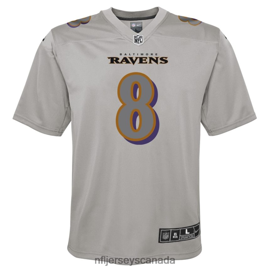 Youth Baltimore Ravens Lamar Jackson Nike Gray Atmosphere Fashion Game Jersey Clothing NFL TBXFR63101