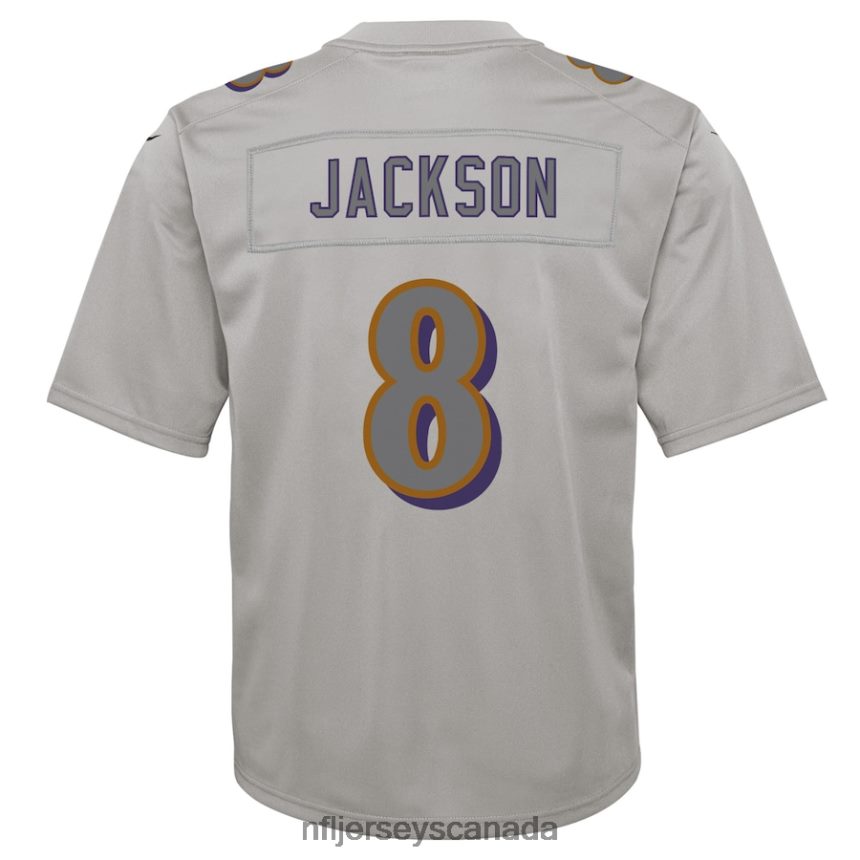 Youth Baltimore Ravens Lamar Jackson Nike Gray Atmosphere Fashion Game Jersey Clothing NFL TBXFR63101