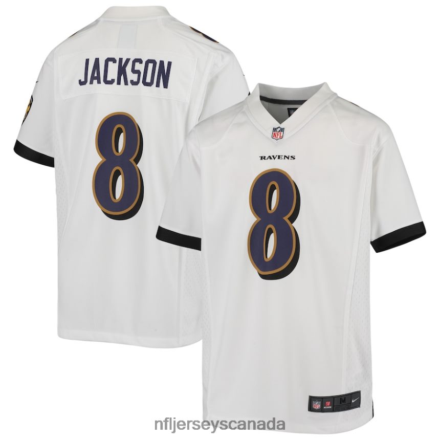 Youth Baltimore Ravens Lamar Jackson Nike White Game Jersey Clothing NFL TBXFR63404