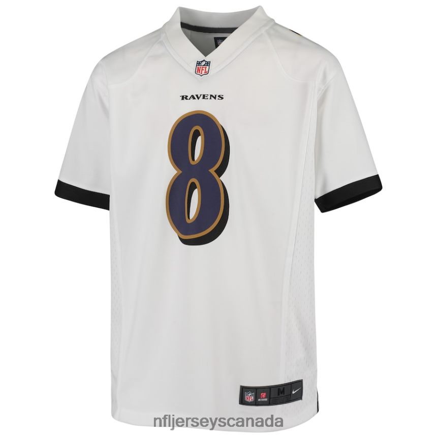 Youth Baltimore Ravens Lamar Jackson Nike White Game Jersey Clothing NFL TBXFR63404