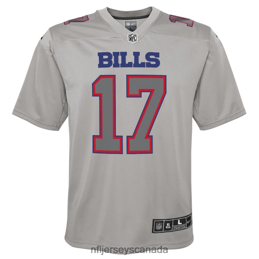 Youth Buffalo Bills Josh Allen Nike Gray Atmosphere Game Jersey Clothing NFL TBXFR61793