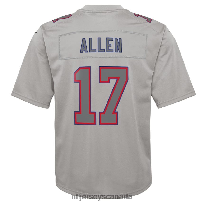 Youth Buffalo Bills Josh Allen Nike Gray Atmosphere Game Jersey Clothing NFL TBXFR61793