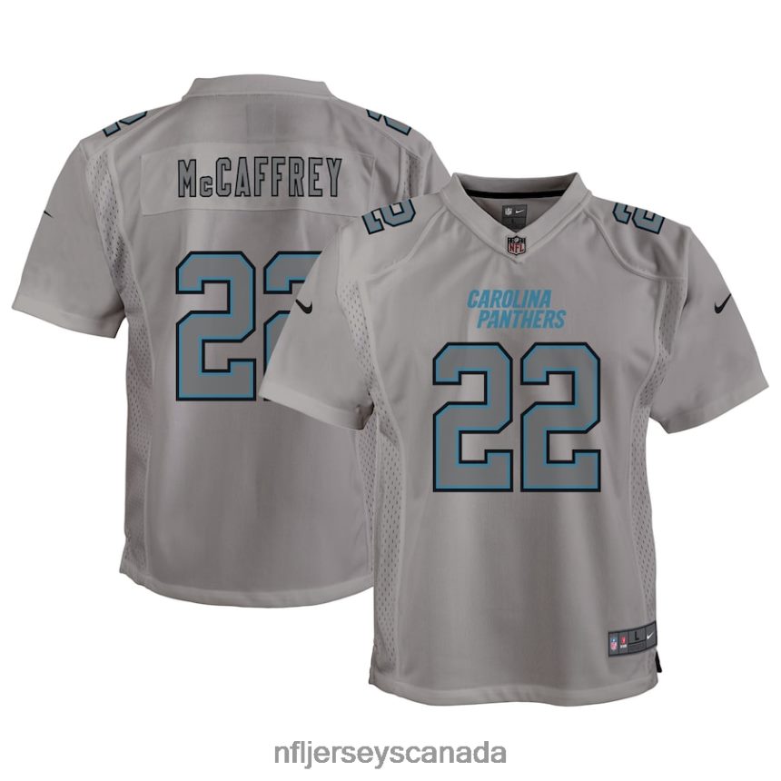 Youth Carolina Panthers Christian McCaffrey Nike Gray Atmosphere Game Jersey Clothing NFL TBXFR63142