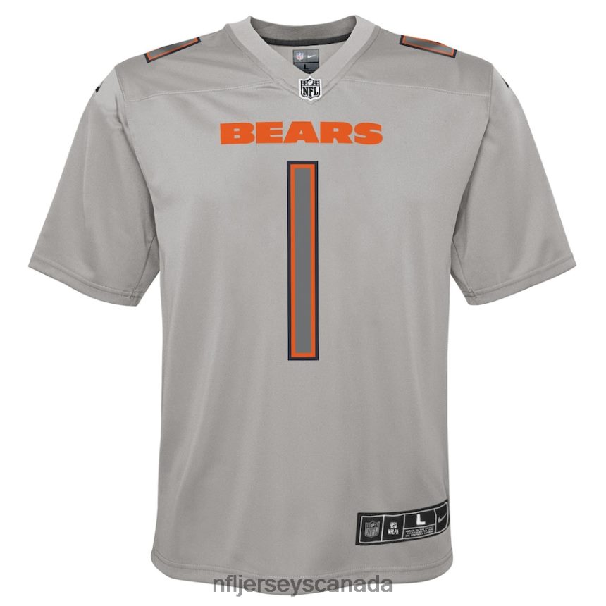 Youth Chicago Bears Justin Fields Nike Gray Atmosphere Game Jersey Clothing NFL TBXFR61646